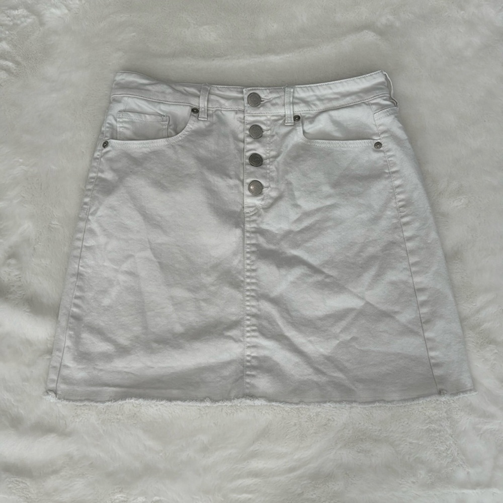 Loft White Denim Mini Skirt